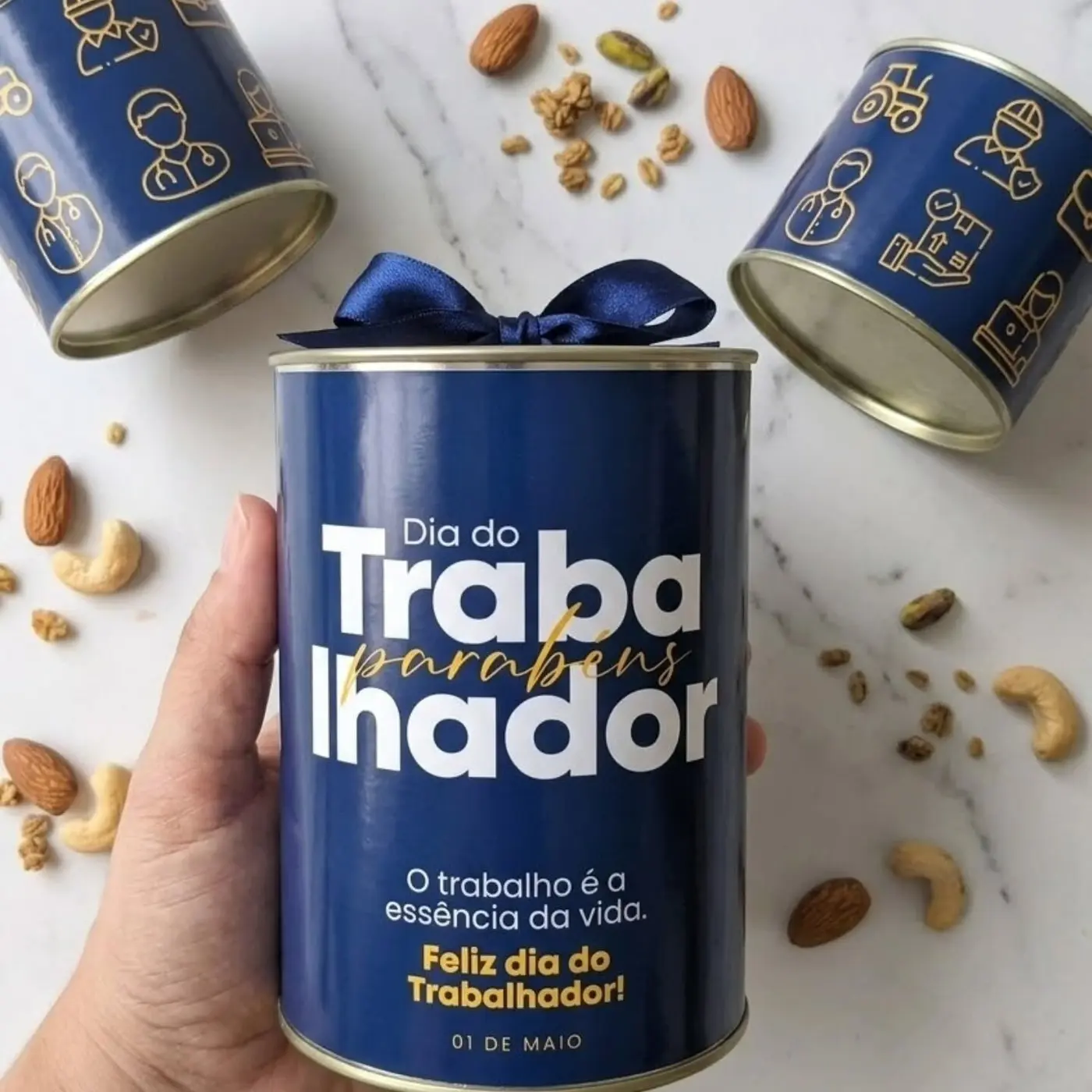 Lata personalizada de Dia do Trabalhador com cookies